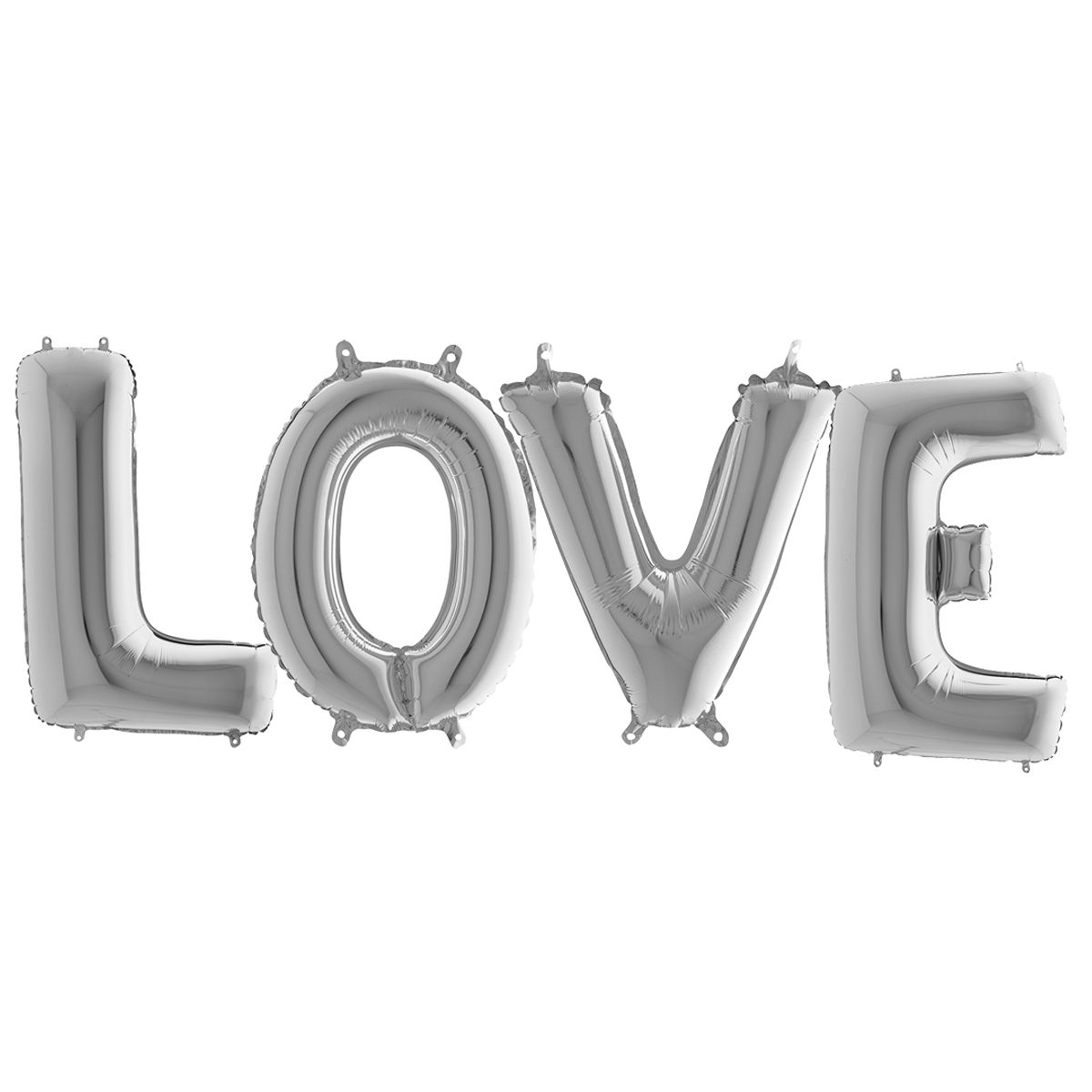 Фольгированные шары Буквы " love" серебро 100см .Надуты гелием