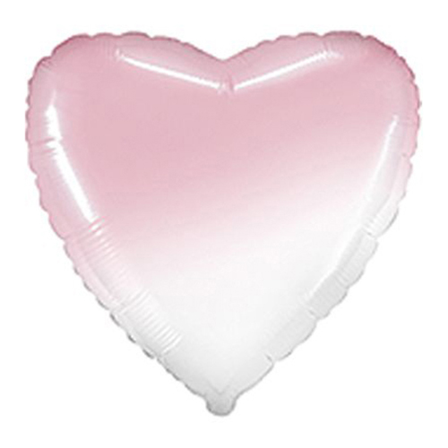 Сердце (фольга) омбре бело-розовое baby pink Flexmetal 18″