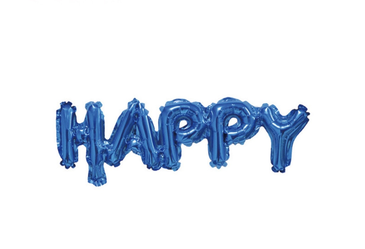Надпись "Happy" синяя 45 см