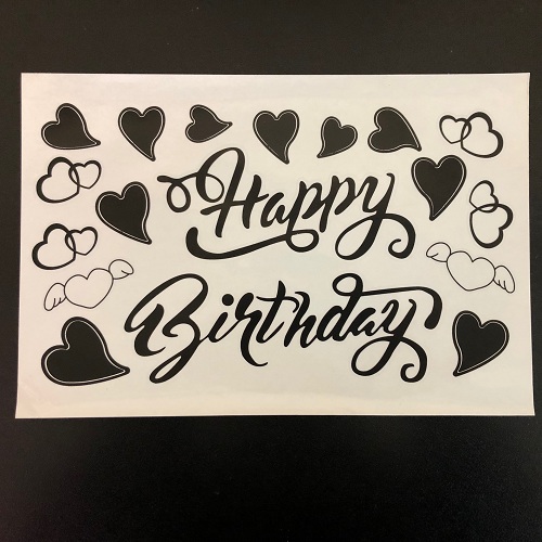 Наклейка Happy Birthday 29x21 см черная
