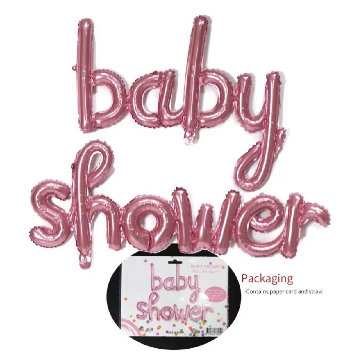 Надпись "Baby Shower" розовая 98*65 см. и 131*44.5
