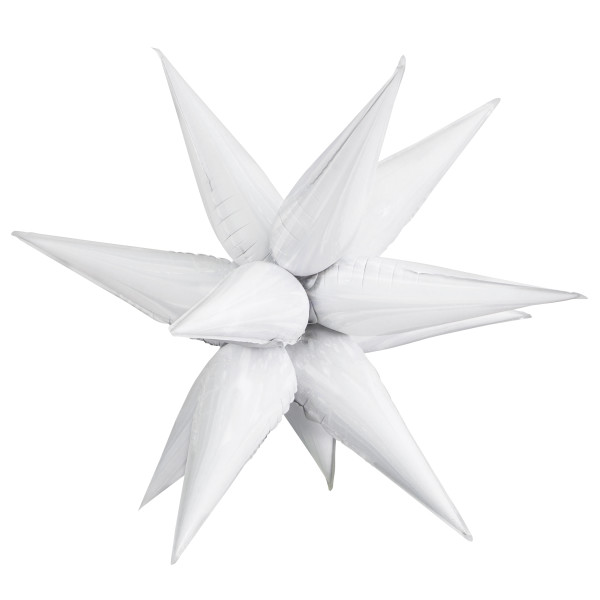 24" (65 см) 3D Звезда (ежик) белый 12 лепестков шар фольгированный