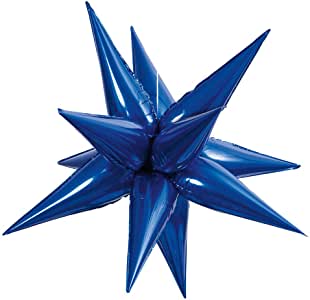 24" (65 см) 3D Звезда (ежик) синяя 12 лепестков шар фольгированный