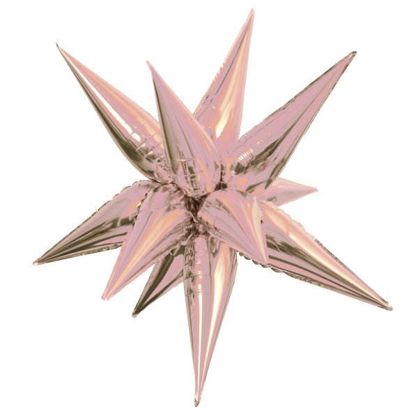 24" (65 см) 3D Звезда (ежик) розовое золото 12 лепестков шар фольгированный