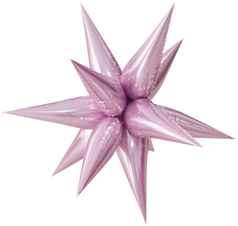 24" (65 см) 3D Звезда (ежик) розовая 12 лепестков шар фольгированный