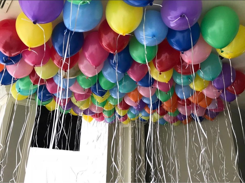 Гелиевые шары под потолок .Разноцветные(120шт)