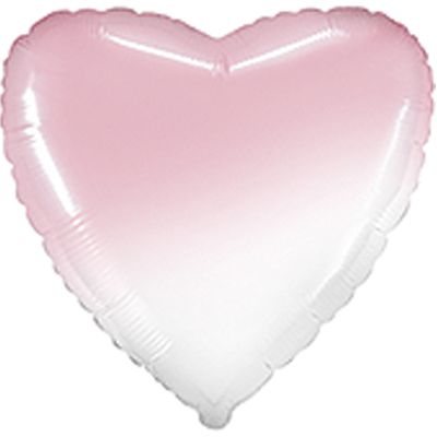 32" сердце омбре бело-розовый baby pink
